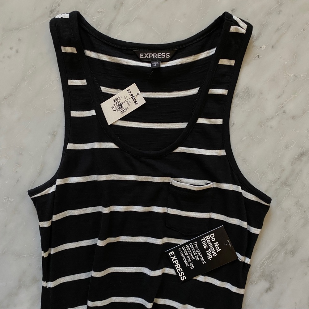 EXPRESS STRIPED HIGH-LOW DRESS